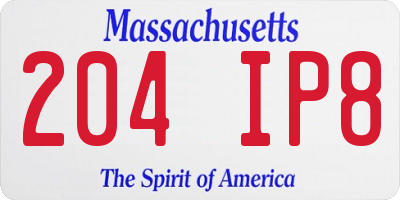 MA license plate 204IP8