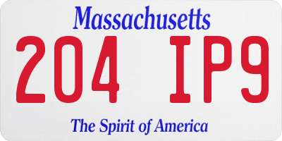 MA license plate 204IP9