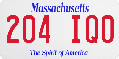 MA license plate 204IQ0