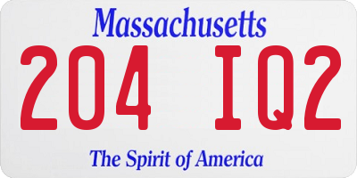 MA license plate 204IQ2