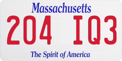 MA license plate 204IQ3
