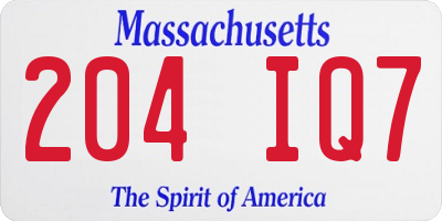 MA license plate 204IQ7