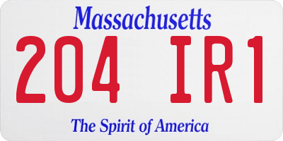 MA license plate 204IR1