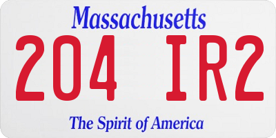 MA license plate 204IR2