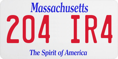 MA license plate 204IR4