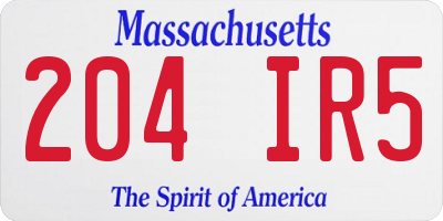 MA license plate 204IR5