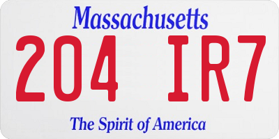 MA license plate 204IR7