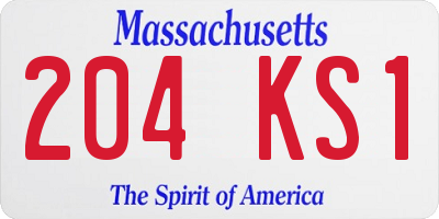 MA license plate 204KS1