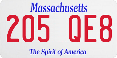 MA license plate 205QE8
