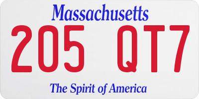 MA license plate 205QT7