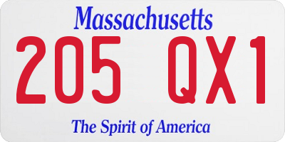 MA license plate 205QX1