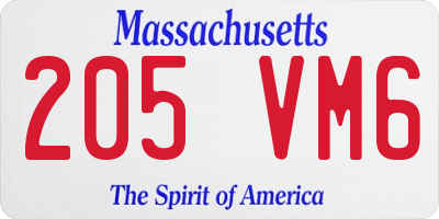 MA license plate 205VM6