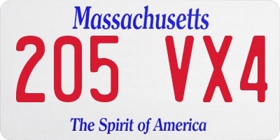 MA license plate 205VX4