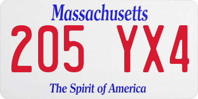 MA license plate 205YX4