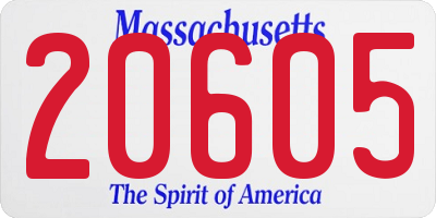 MA license plate 20605