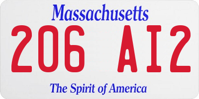 MA license plate 206AI2