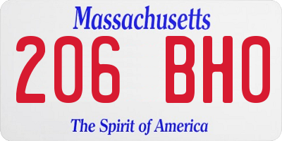 MA license plate 206BH0
