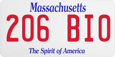 MA license plate 206BI0