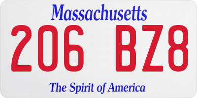 MA license plate 206BZ8