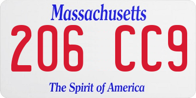 MA license plate 206CC9