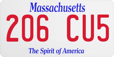 MA license plate 206CU5