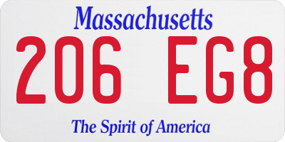 MA license plate 206EG8