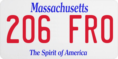 MA license plate 206FR0