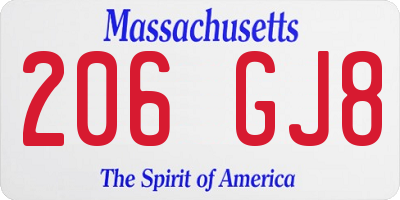 MA license plate 206GJ8