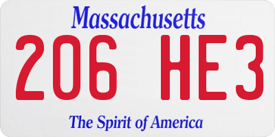 MA license plate 206HE3