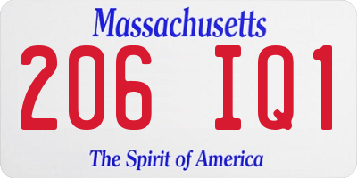 MA license plate 206IQ1