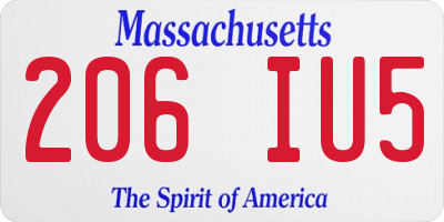 MA license plate 206IU5
