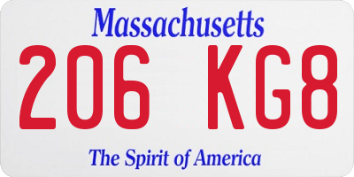 MA license plate 206KG8