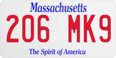 MA license plate 206MK9
