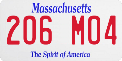 MA license plate 206MO4