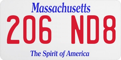 MA license plate 206ND8