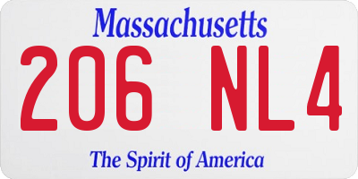 MA license plate 206NL4