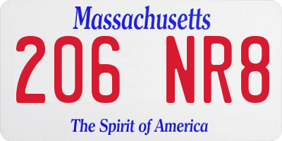 MA license plate 206NR8