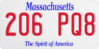 MA license plate 206PQ8