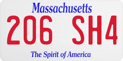 MA license plate 206SH4