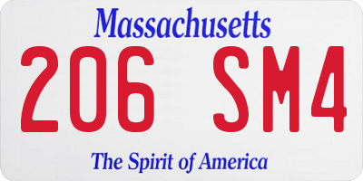 MA license plate 206SM4