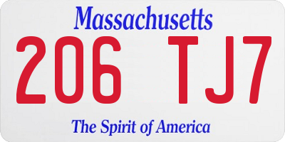 MA license plate 206TJ7