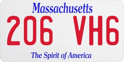 MA license plate 206VH6