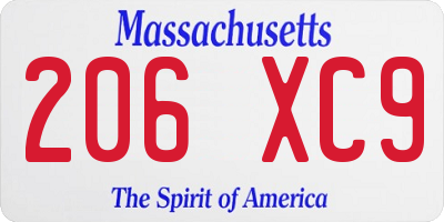 MA license plate 206XC9