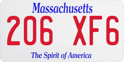 MA license plate 206XF6