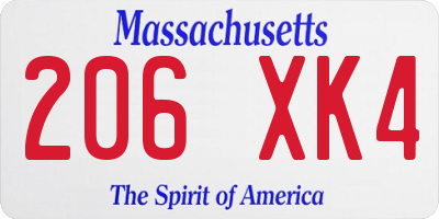 MA license plate 206XK4
