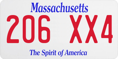 MA license plate 206XX4