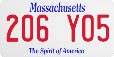 MA license plate 206YO5