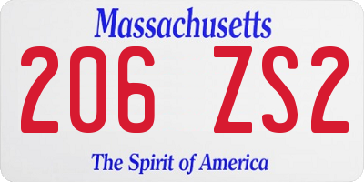 MA license plate 206ZS2