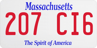 MA license plate 207CI6