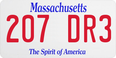 MA license plate 207DR3
